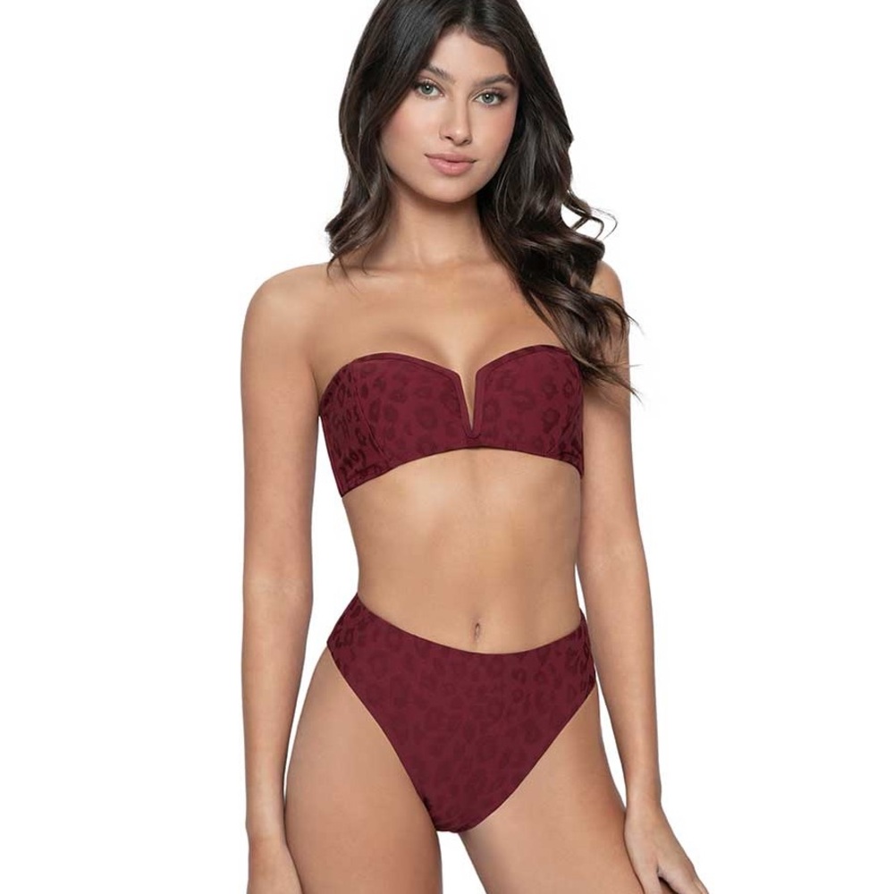 PQ PILYQ *Chrissy* bandeau bikini top D cup & Hillary* hi waist bottoms L